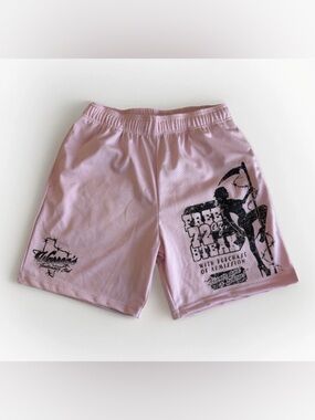 Warren Lotas Pink Mesh Graphic Athletic Shorts Polyester Men's M NWT